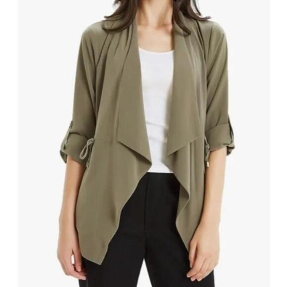 Zara Jackets & Blazers - ZARA Open Front Drape Utility Cardigan Jacket Olive Green - S EUC